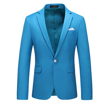 Navy Slim Fit Casual Business Jacket---Men's Korean-style Slim-fit Business Suit Jacket