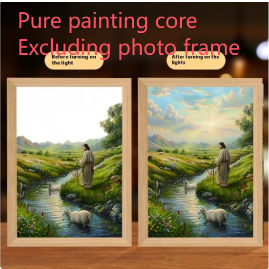 Jesus LED Light Painting Home Decoration Light Painting Photo Frame LED Night Light Room Decor Christmas Gifts Moon Lamp